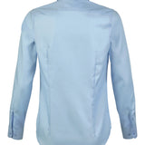 Women's Premium 100% Cotton Long Sleeve Blouse - Light Blue