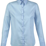 Women's Premium 100% Cotton Long Sleeve Blouse - Light Blue