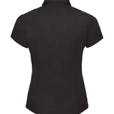 Women's Professional Cotton Short Sleeve Fitted Shirt - Black