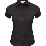 Women's Professional Cotton Short Sleeve Fitted Shirt - Black