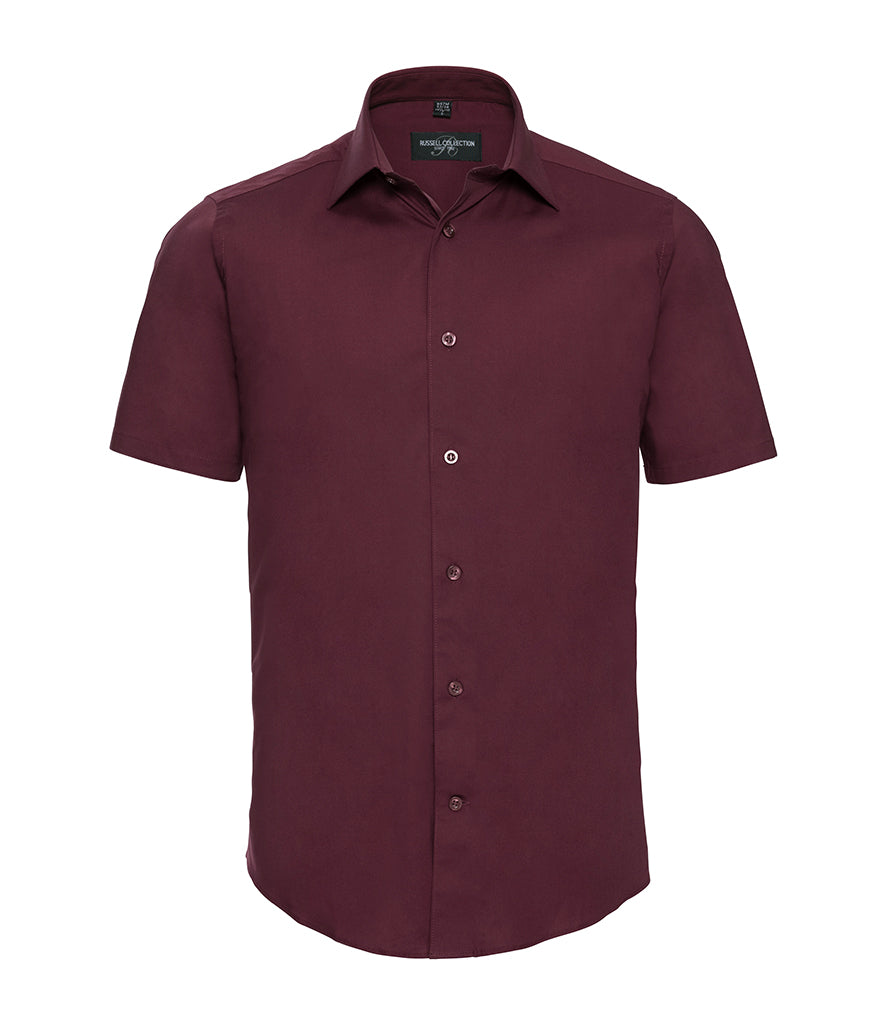 Men's Professional Cotton Short Sleeve Fitted Shirt - Burgundy Simplicity Workwear Men's Professional Cotton Short Sleeve Fitted Shirt - Burgundy Simplicity Workwear