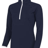 Women's Professional Matt Finish Quarter Zip Top - Navy & White