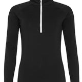 Women's Professional Matt Finish Quarter Zip Top - Black & White