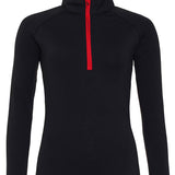 Women's Professional Matt Finish Quarter Zip Top - Black & Red