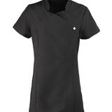 Women's Professional Mandarin Collar Short Sleeve Tunic - Black