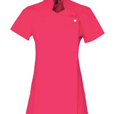 Women's Professional Mandarin Collar Short Sleeve Tunic - Pink