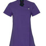 Women's Professional Mandarin Collar Short Sleeve Tunic - Purple