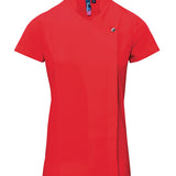 Women's Professional Mandarin Collar Short Sleeve Tunic - Red