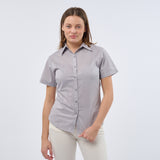 Women's Professional Short Sleeve Breathable Poplin Blouse - Silver
