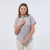 Women's Professional Short Sleeve Breathable Poplin Blouse - Silver