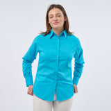 Women's Professional Long Sleeve Breathable Poplin Blouse - Turquoise Blue
