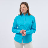 Women's Professional Long Sleeve Breathable Poplin Blouse - Turquoise Blue