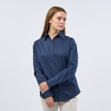 Women's Professional Long Sleeve Breathable Poplin Blouse - Navy