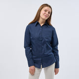 Women's Professional Long Sleeve Breathable Poplin Blouse - Navy