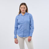 Women's Professional Long Sleeve Breathable Poplin Blouse - Mid Blue