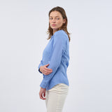Women's Professional Long Sleeve Breathable Poplin Blouse - Mid Blue