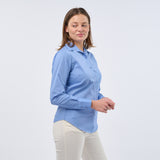 Women's Professional Long Sleeve Breathable Poplin Blouse - Mid Blue