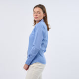 Women's Professional Long Sleeve Breathable Poplin Blouse - Mid Blue