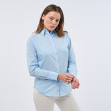 Women's Professional Long Sleeve Breathable Poplin Blouse - Light Blue