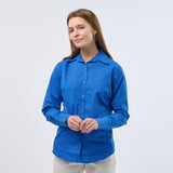 Women's Professional Long Sleeve Breathable Poplin Blouse - Royal Blue