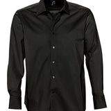 Men's Professional Semi-Cut Away Collar Long Sleeve Shirt - Black