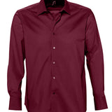 Men's Professional Semi-Cut Away Collar Long Sleeve Shirt - Burgundy