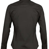 Women's Professional Wrinkle Resistant Long Sleeve Fitted Blouse - Black