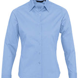 Women's Professional Wrinkle Resistant Long Sleeve Fitted Blouse - Light Blue