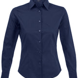 Women's Professional Wrinkle Resistant Long Sleeve Fitted Blouse - Dark Blue