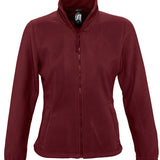 Women's Classic Full Zip Adjustable Fleece Jacket - Burgundy