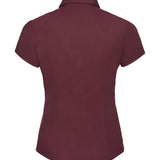 Women's Professional Cotton Short Sleeve Fitted Shirt - Burgundy