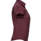 Women's Professional Cotton Short Sleeve Fitted Shirt - Burgundy