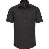 Men's Professional Cotton Short Sleeve Fitted Shirt - Black