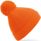 Unisex Classic Knit Pom Pom Beanie - Orange