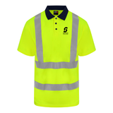 Bridgwater College Unisex High Visibility Polo Shirt - Yellow/Navy