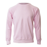 Unisex Classic Raglan Style Ribbed Neck Cotton Sweatshirt - Pink