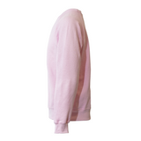 Unisex Classic Raglan Style Ribbed Neck Cotton Sweatshirt - Pink