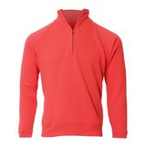 Men's Professional Raglan Style Quarter Zip Cotton Sweatshirt  - Red