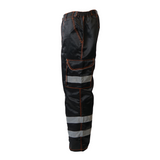 Men's Premium High Visibility Cargo Trousers With Knee Pad Pockets - Black