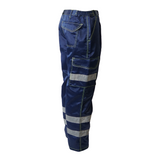 Men's Premium High Visibility Cargo Trousers With Knee Pad Pockets - Navy