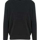 Unisex Premium Sustainable Ribbed Collar Crew Neck Sweatshirt - Black