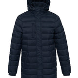 Men's Professional Lightweight Long Padded Parka Jacket - Navy