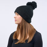 Unisex Classic Knit Pom Pom Beanie - Black