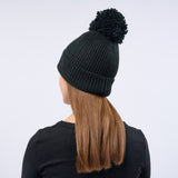 Unisex Classic Knit Pom Pom Beanie - Black