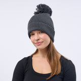 Unisex Classic Knit Pom Pom Beanie - Graphite Grey