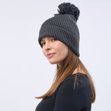 Unisex Classic Knit Pom Pom Beanie - Graphite Grey