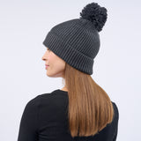 Unisex Classic Knit Pom Pom Beanie - Graphite Grey