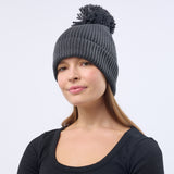 Unisex Classic Knit Pom Pom Beanie - Graphite Grey