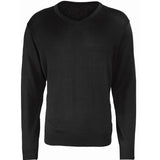 Men's Knitted V Neck Sweater - Black