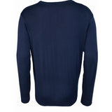 Men's Knitted V Neck Sweater - Navy